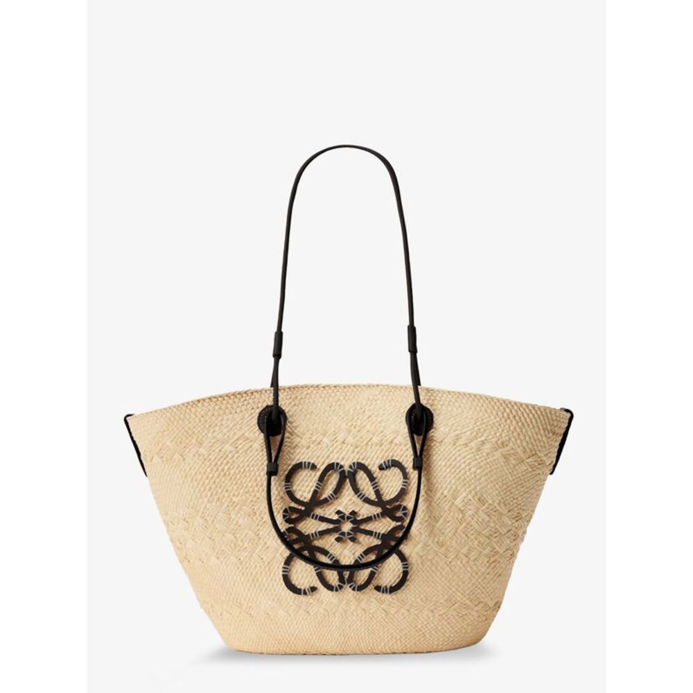Loewe Women Paula's Ibiza Anagram Leather And Iraca Palm Shoulder Bag